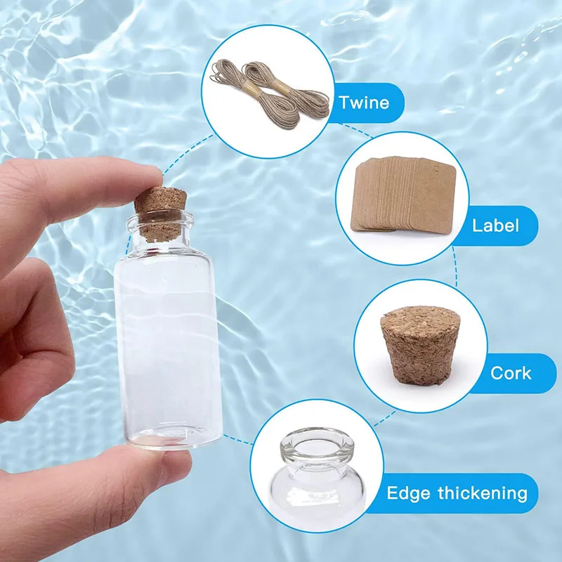 Mini Small Glass Bottles 30 ML Glass Bottles with Cork Stoppers , for Wedding Favors, Crafts Home Decorations