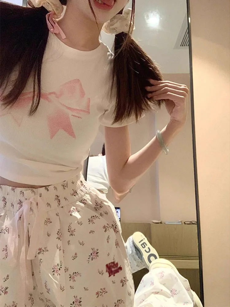 Witte bloemenprint losse wijde pijpen casual broek dames lente zomer nieuwe Amerikaanse hoge taille losse rechte broek