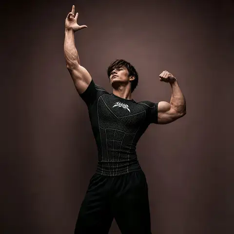 Techwear Grid Texture Athletic Compression Tee Erkek Siyah Gotik Yazı Baskılı Nefes Alabilen Koşu Halter Kısa Kollu Gömlek