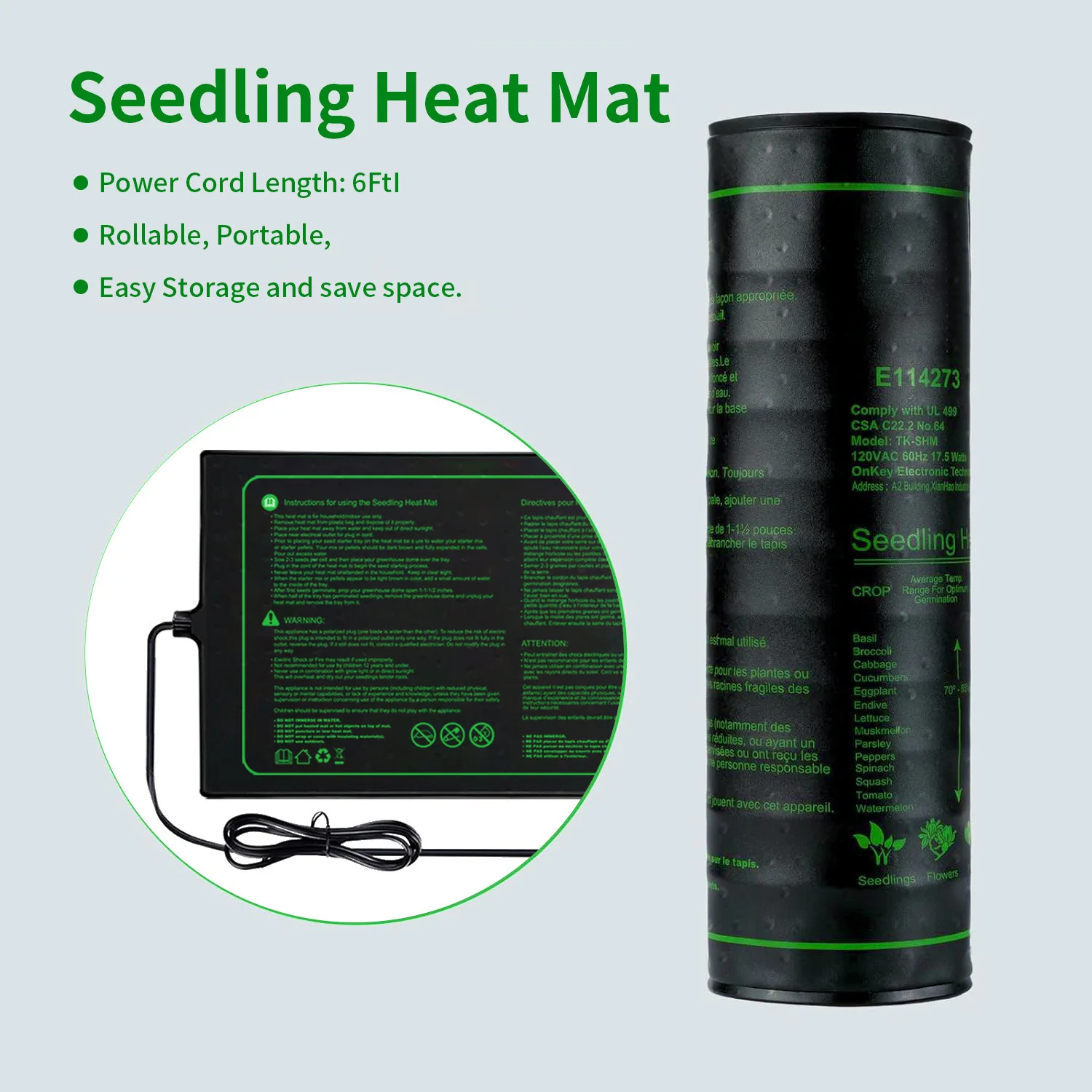 Two-pack 20x10Inch Seedling Heat Mat Waterproof Plant Heating Pad for Germination Brewing  Indoor Propagation