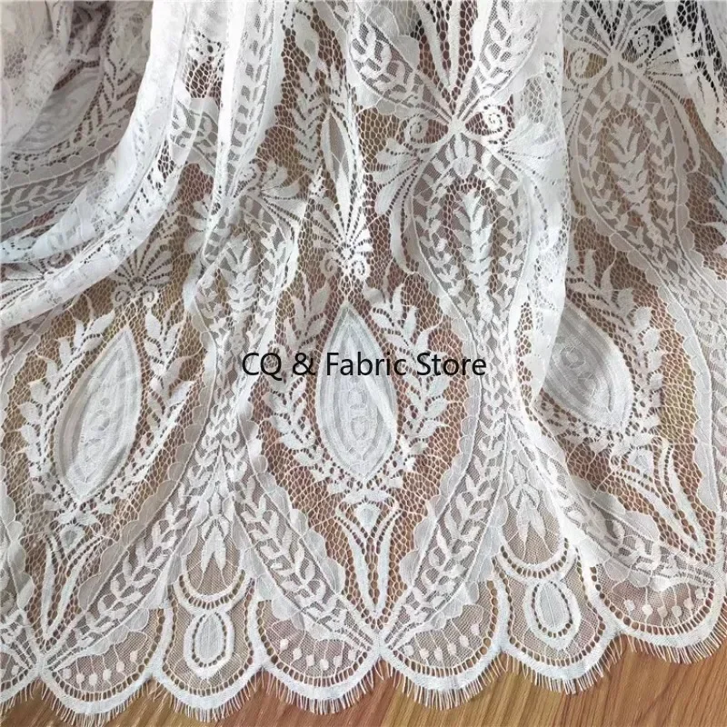 3meters  Delicate White Eyelash Lace Fabric for Dressmaking and Clothing Decoration Sewing Accessories French Lace