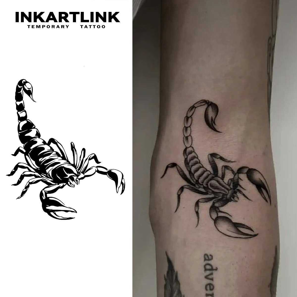 Autocollant de tatouage temporaire Scorpion, tatouage magique imperméable, faux tatouage dure jusqu'à 15 jours, tatouage semi-permanent