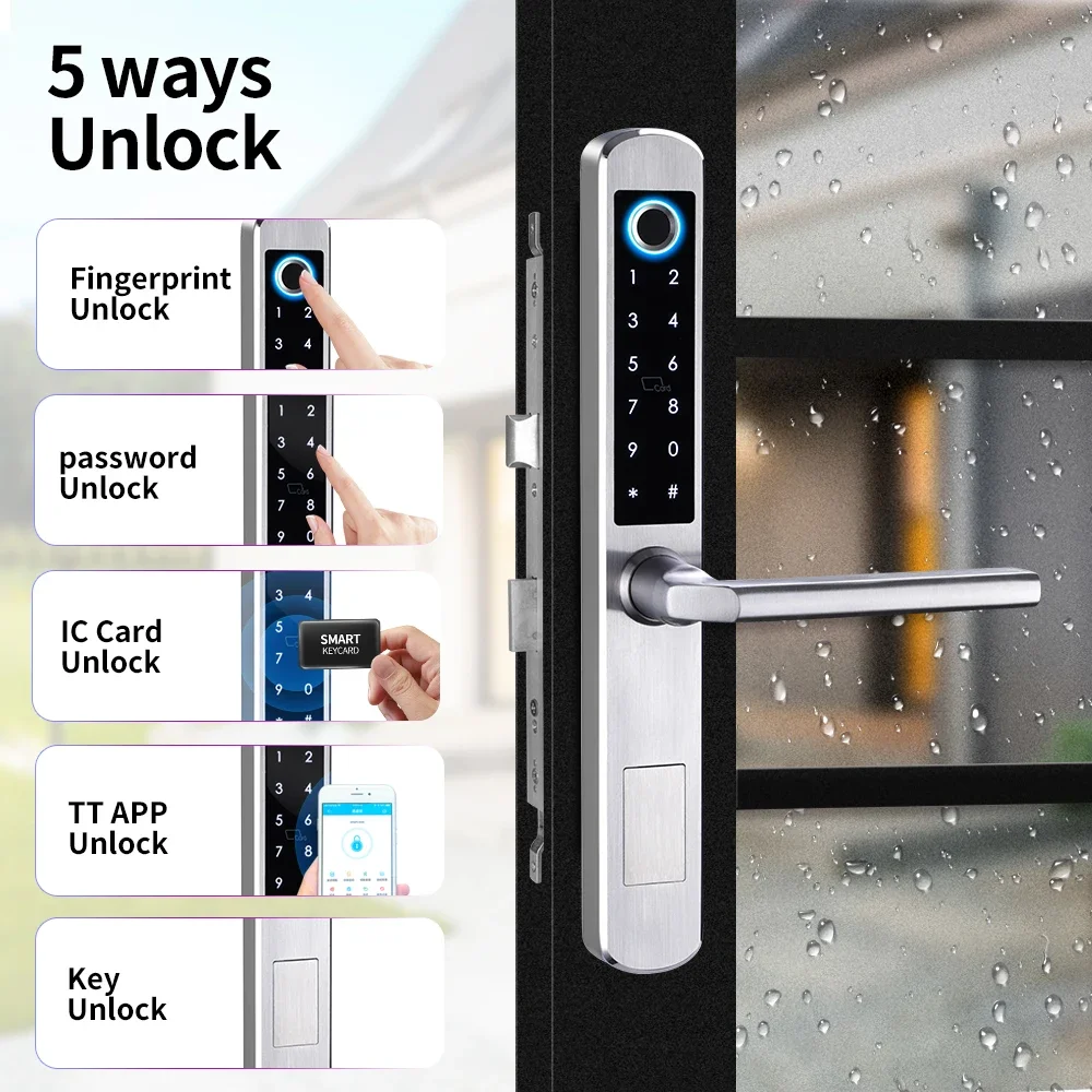 Cerradura inteligente para puerta corredera, gancho de aluminio Delgado, resistente al agua, Tuya Smart TTlock