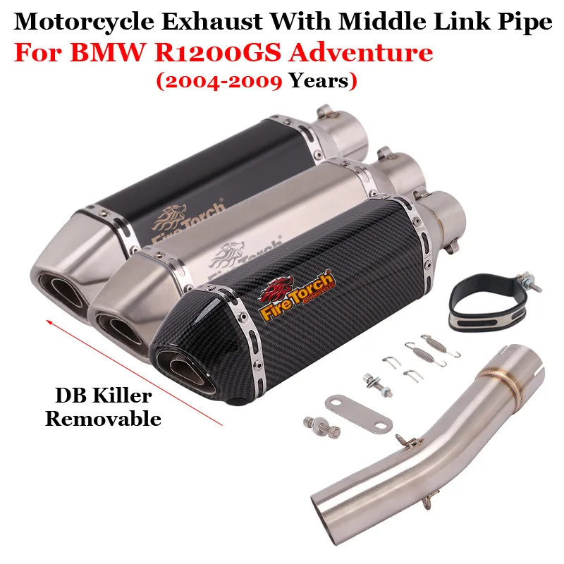 Slip On For BMW R1200GS R1200 GS Adventure ADV 2004-2009 Motorcycle Exhaust System Escape Muffler Moto Tube 51MM Mid Link Pipe