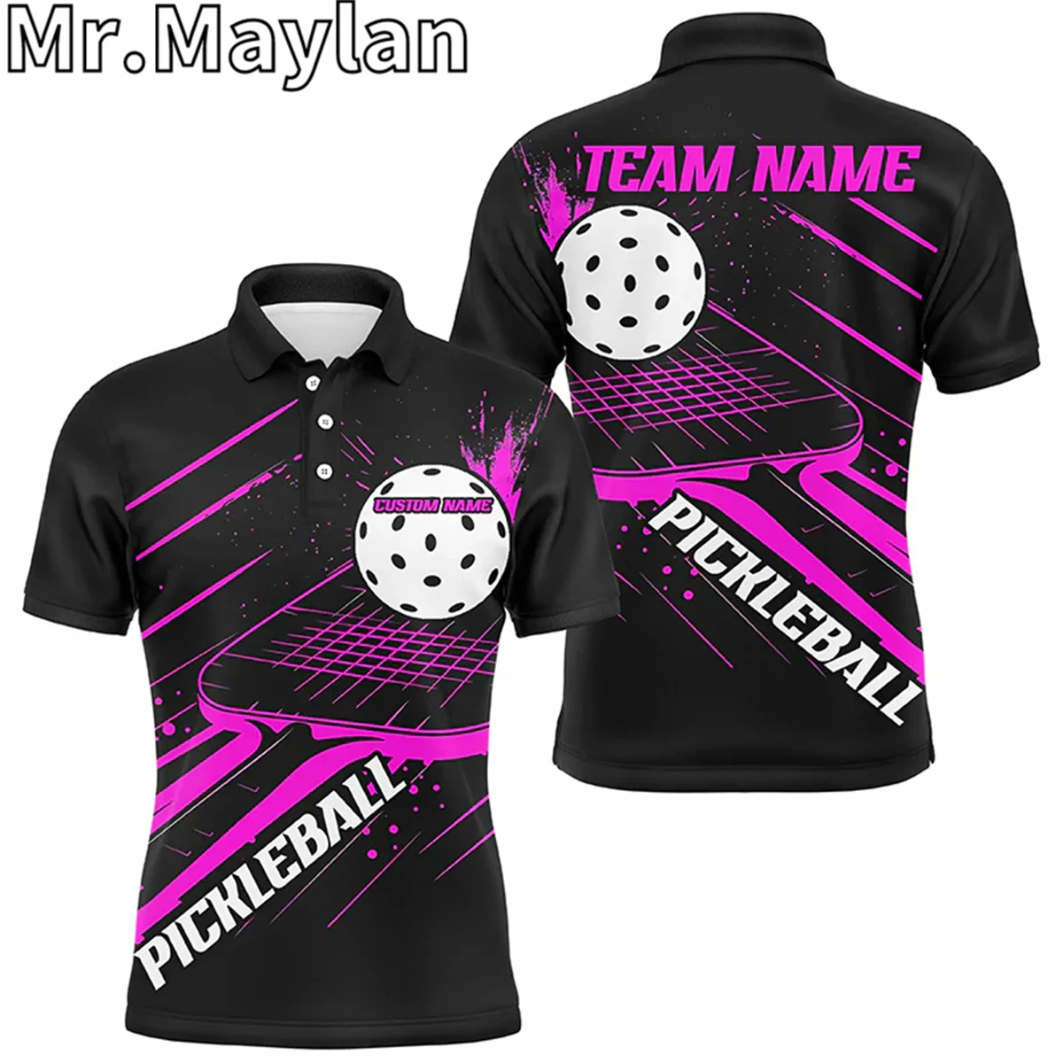 3D Personalized Multi-Color Pickleball League Polo Shirts For Men Women Pickleball Ball And Paddle Jersey For Team Unisex Tops-8