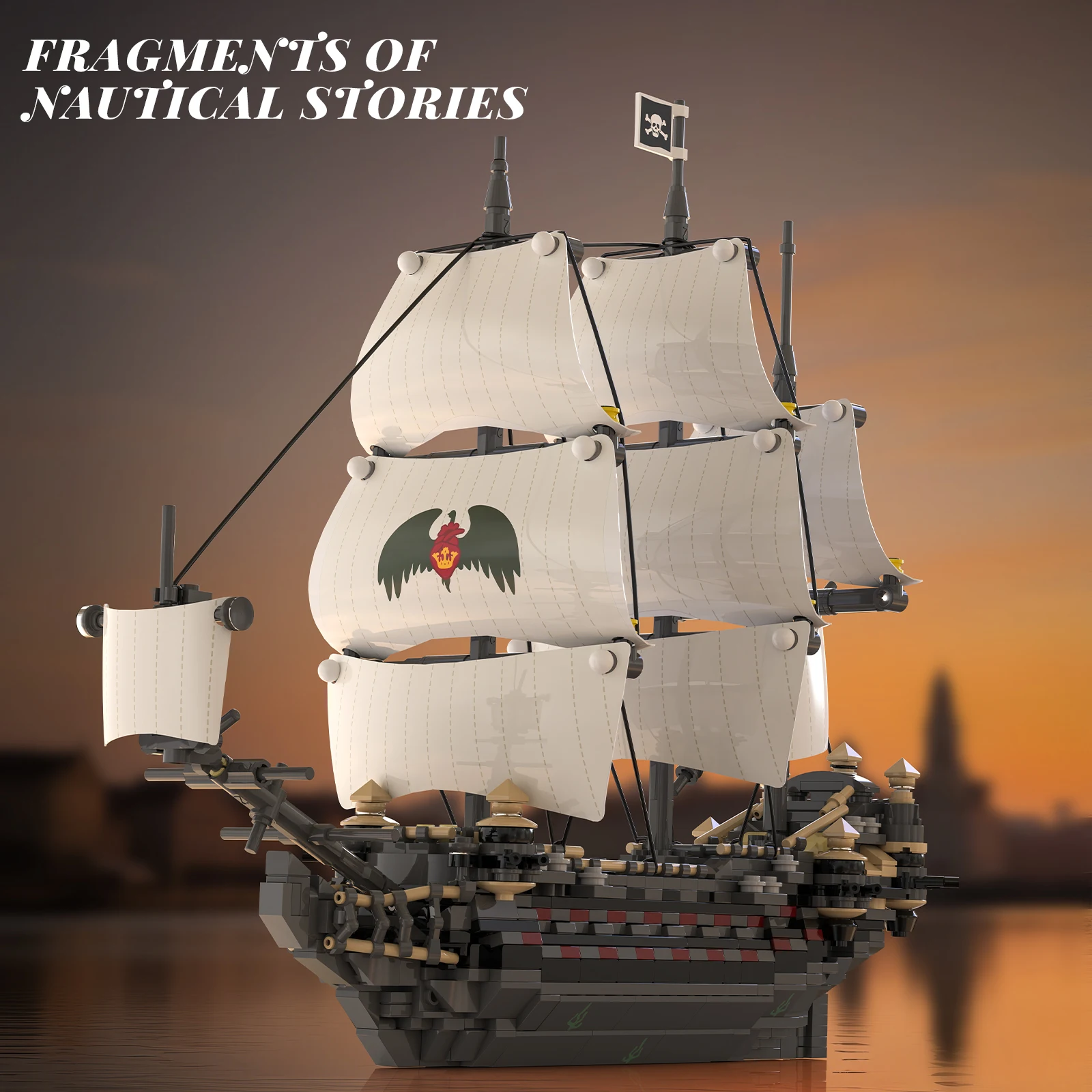 66048 brinquedo de blocos de construção de navio pirata fantasma mary, montagem de modelo de veleiro, móveis de arte, presente infantil, brinquedo criativo