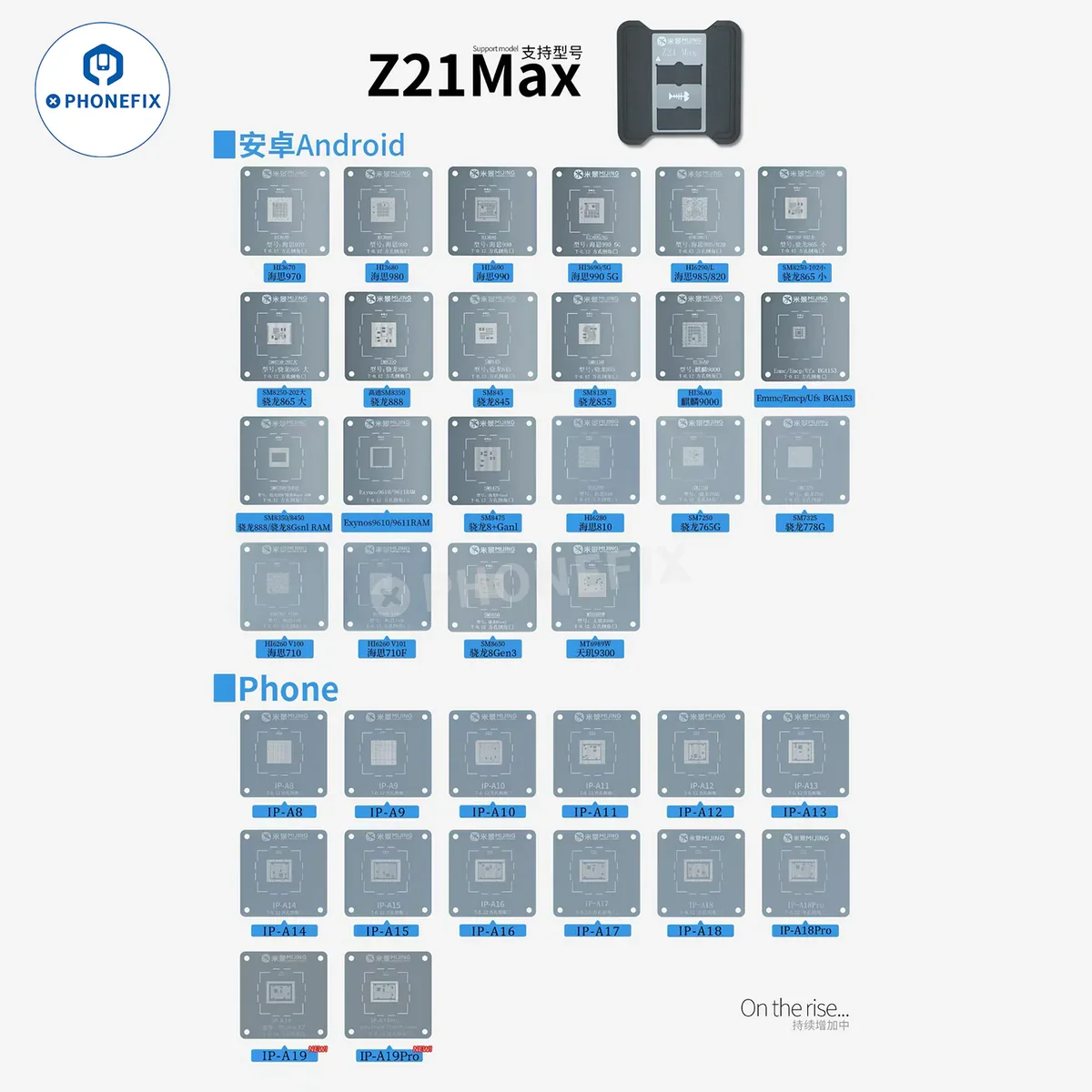 New A19 MIJING Z21Max CPU Reballing Stencil Platform For iPhone 6-16 Pro MAX/Android Phone IC Chip Welding Tin Template Fixture