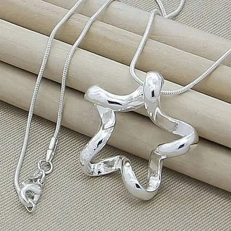 

925 Sterling Silver Starfish Star Pendant Necklace Snake Chain for Women Fashion Wedding Engagement Jewelry Wholesale