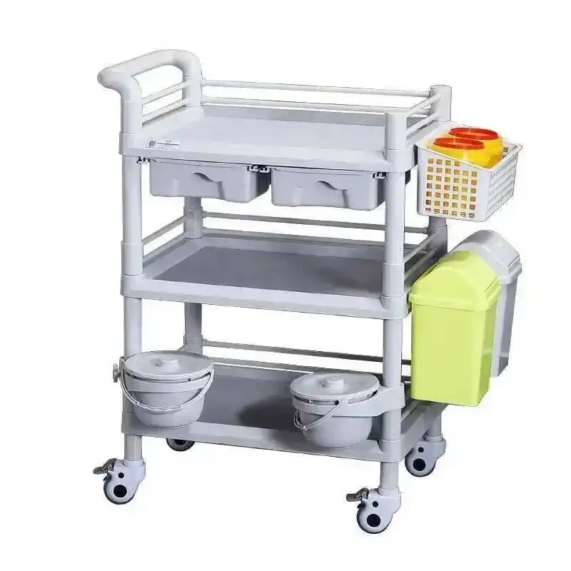 Equipment Trolley Trolley Abs Operating Room Plastic Medical Hospital Instrument Multi-layer Mobile Trolley Silent Caster Cart z