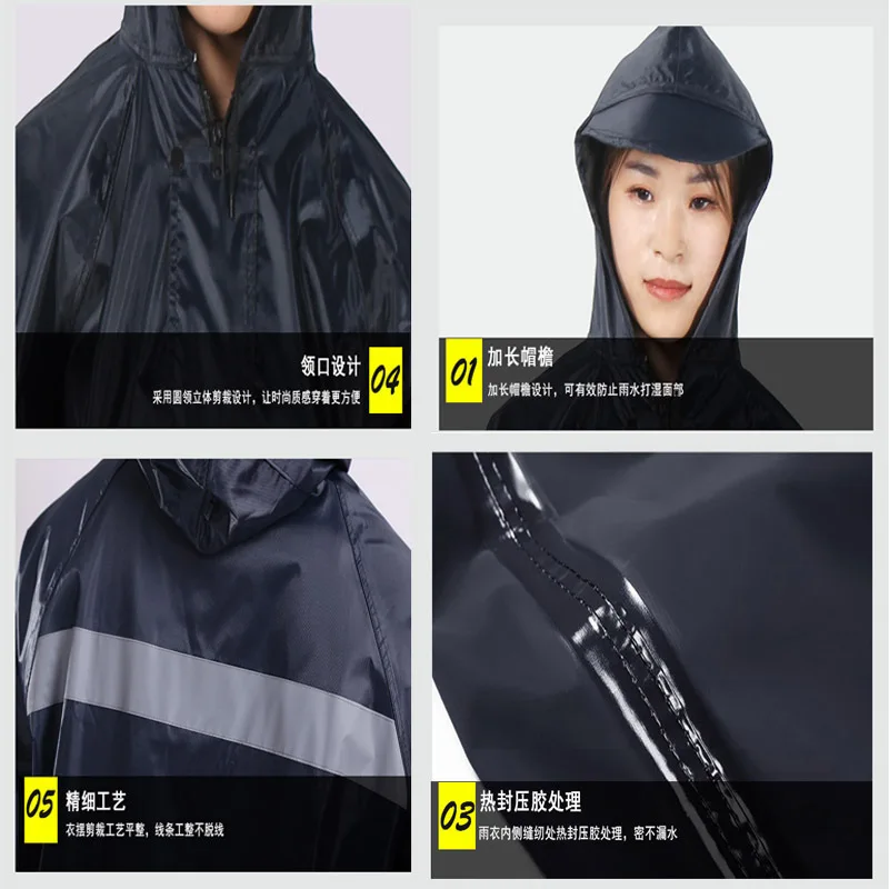 Industrial Rain Suit Coverall Jumpsuit, Long Hooded Waterproof Raincoat for Construction Workers, Labor Protection