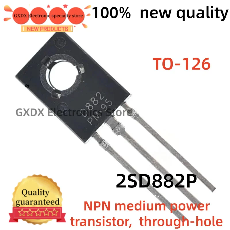 10-50-100 unidades/lote 100% nuevo quality TO126 2SD882P D882P D882 TO-126 NPN medium power transistor,  through-hole