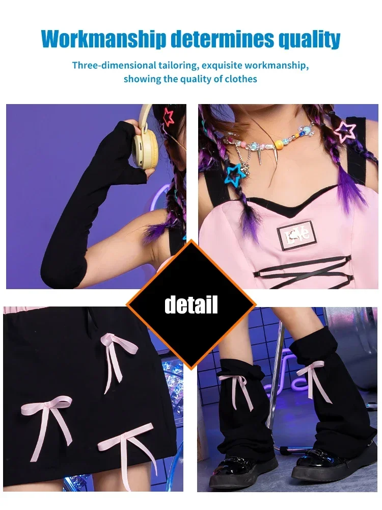 ZZL K-PoP Ubrania dla dzieci Jazz Dance Fashion Suit Girls Dance Show Fashion Dress Girl Model Catwalk Fashion Kids Cool Costume Girl