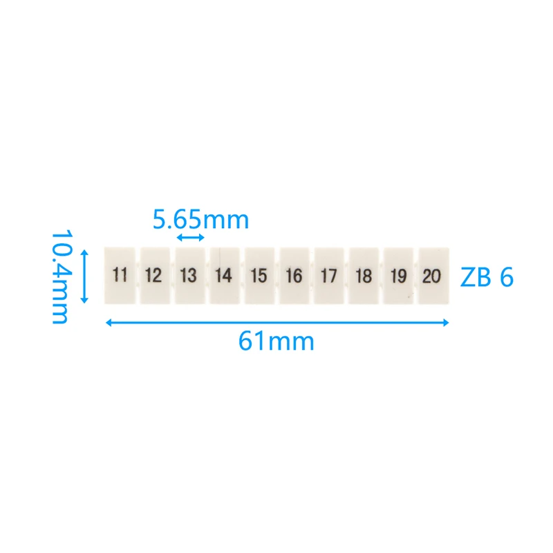 10Pcs ZB-6 Marker Strips With Numbering With Blank For UK2.5 UK2.5B DIKD-1.5PT-4 ST-4 UKK5 DIN Rail Terminal Block ZB6 ZB 6