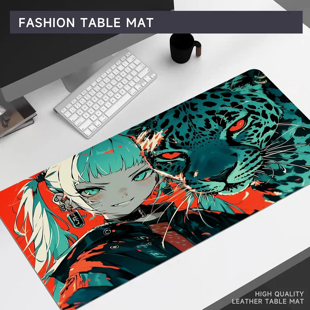 Leopard girl AI Cool Mousepad 80x30cm XL Lockedge Office Computer Desk Mat tastiera da tavolo tappetino per Mouse grande cuscino per Laptop antiscivolo