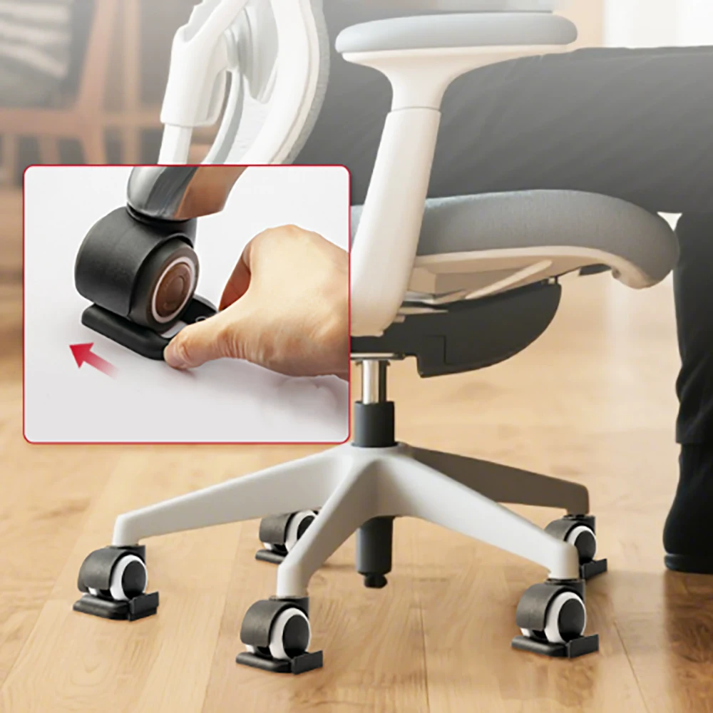 Black Rubber Caster Fixator Universal Wheel Clamp Chair&Table Anti Slip U-Shaped Card Pad Furniture Floor Protection Foot Pad