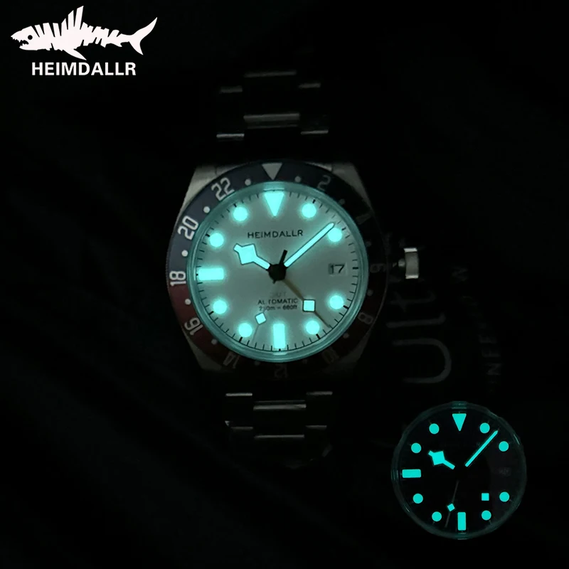 Heimdallr NH34 BB58 GMT Taucheruhr AR-Beschichtung Saphir BGW9 Super leuchtende Wasserbeständigkeit 200 m Armbanduhr 316L Stahluhren