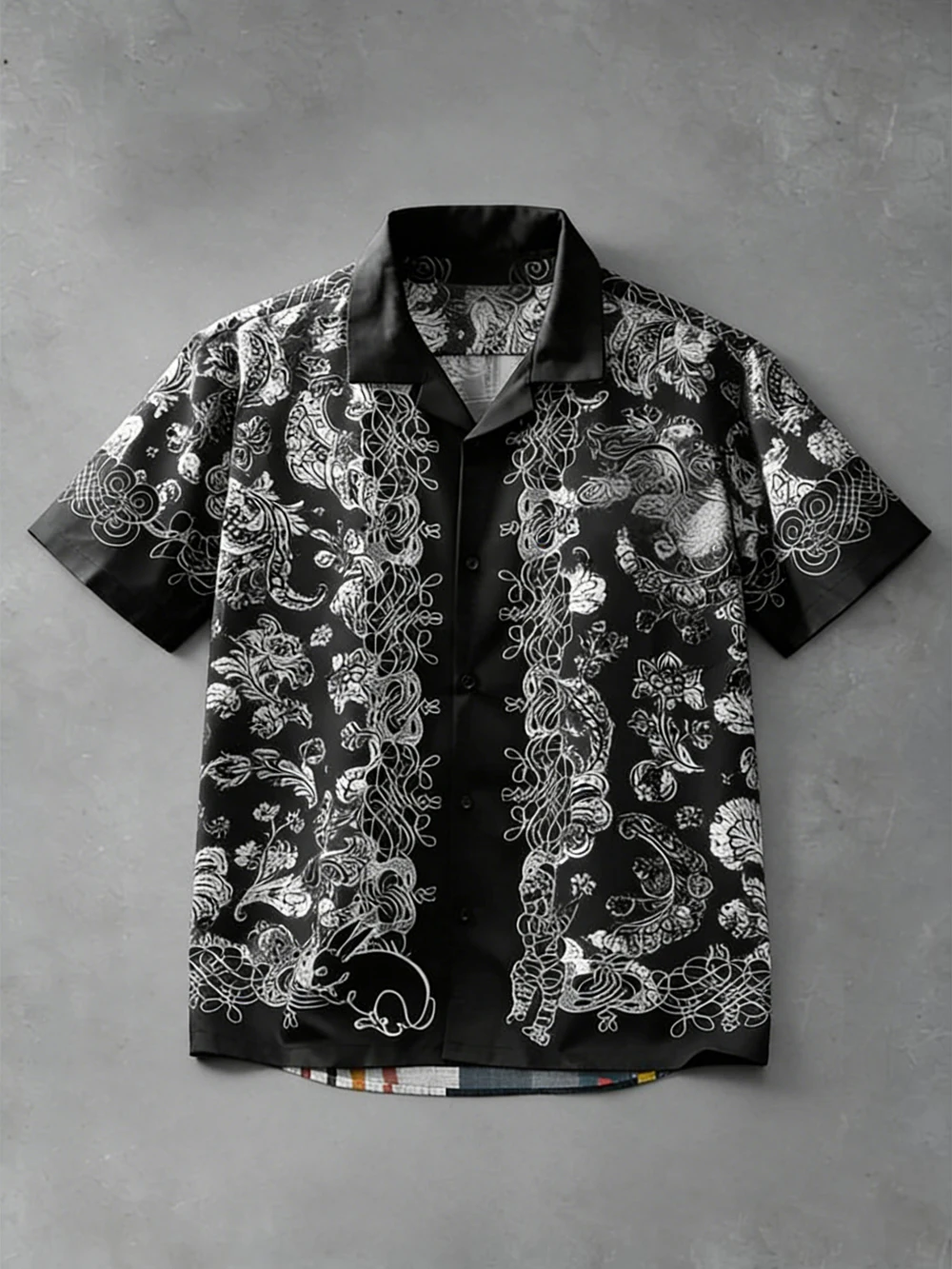 2026 Men's new soft short-sleeved shirt European classical pattern high-definition printed shirt Hawaiian outdoor men's clothing