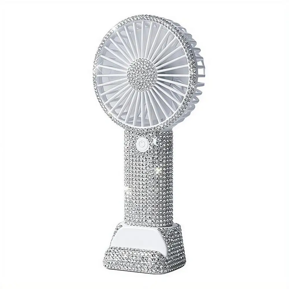 Draagbare handventilator met steentjes usb oplaadbaar roze_voghion.com