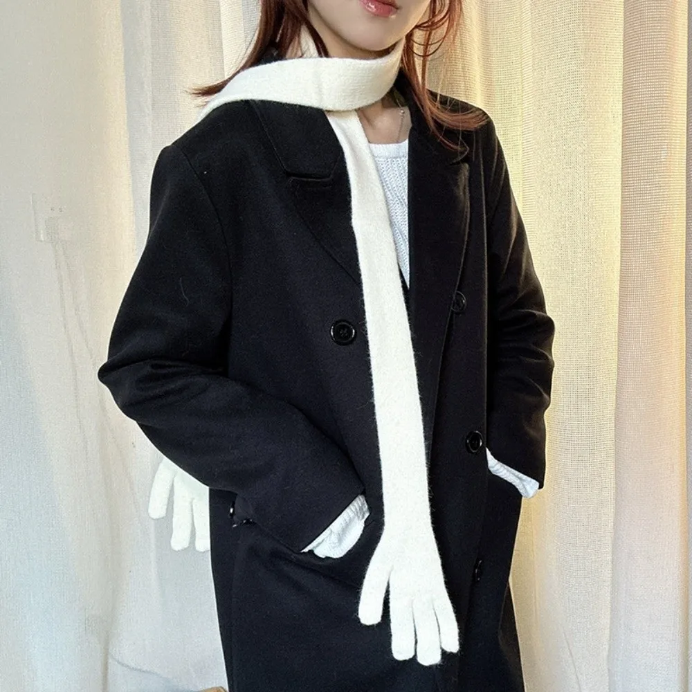 

Легкий шарф с маленькой ладонью в корейском стиле, однотонный длинный и тонкий шарф из акриловых волокон, многофункциональный креативный пояс унисекс