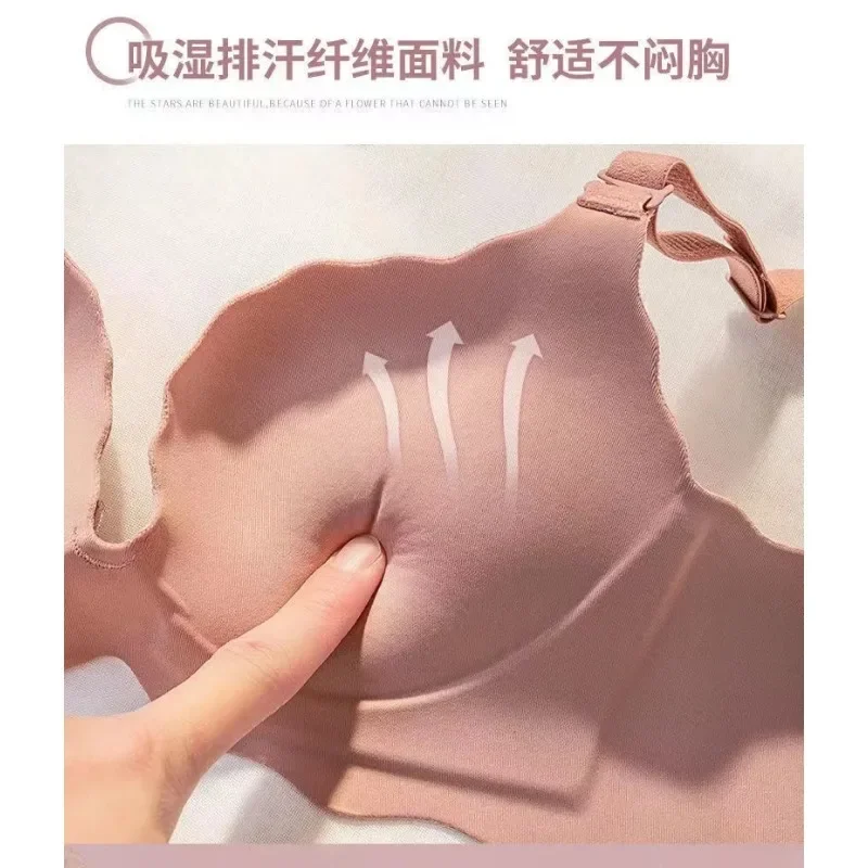 Sexy Seamless Underwear Girl with Small Breasts Gathered and Adjustable Non-wire Bra and Anti-sagging One-piece Thickened Bra