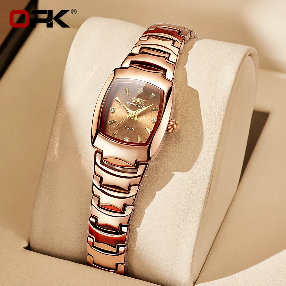 

OPK 8112 Ladies Watch Original Brand Simple Fashion Quartz Watch Waterproof Square Watch Stainless Steel Watch With Box Reloj