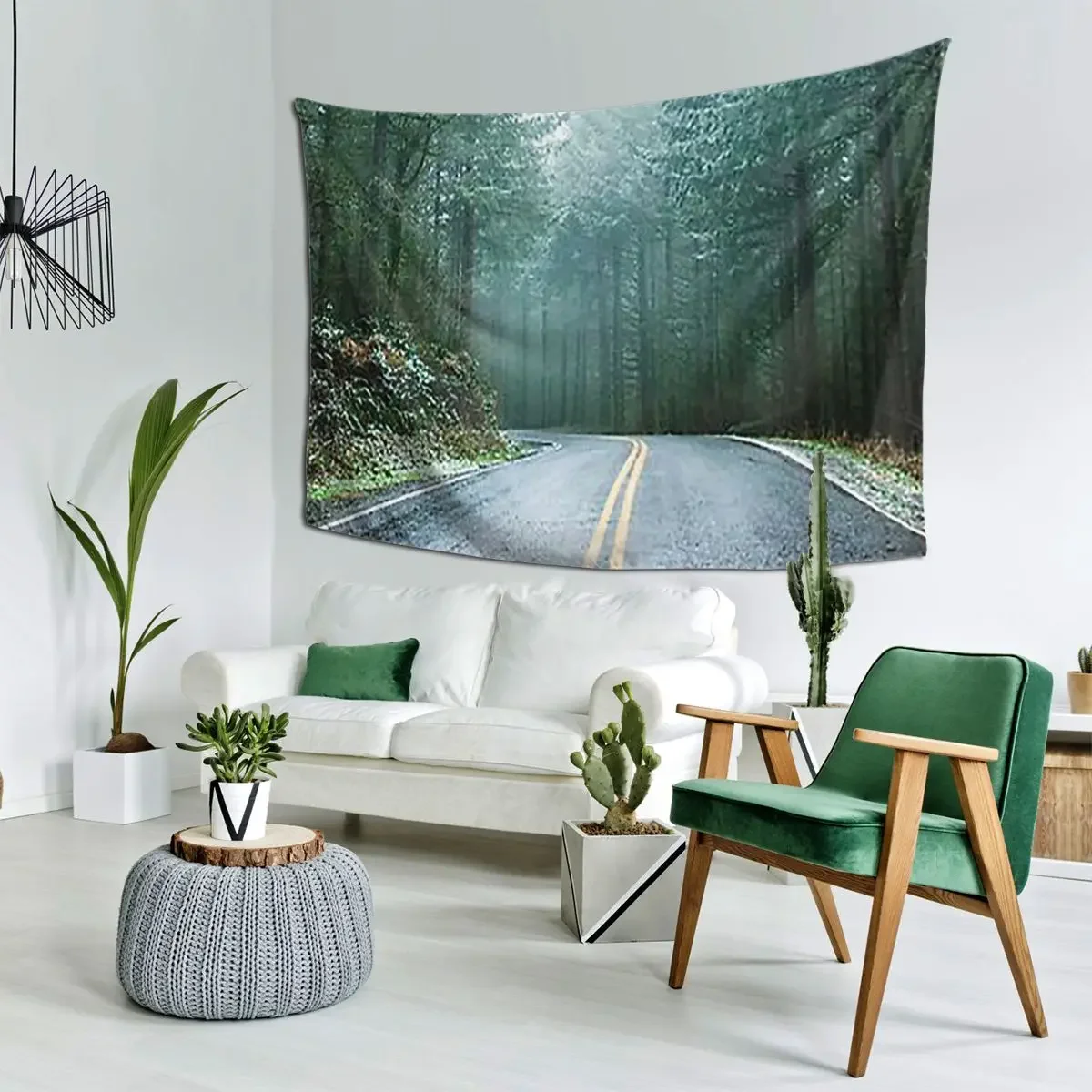 Forest Road Trip Tapestry Art Wall Hanging Aesthetic Home Decoration Tapestries for Living Room Bedroom Dorm Room