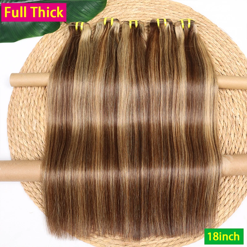 P4/27 تسليط الضوء على حزم مستقيمة غير المجهزة الخام نسج الشعر حزم أومبير العسل البني الملونة حزم الشعر البشري ملحقات 15A