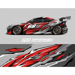 Abstract Red Colorful Full Body Racing RV Graphic Decals Vinyl Wrap Custom Color Changing DIY Car Full Wrap 500*100cm