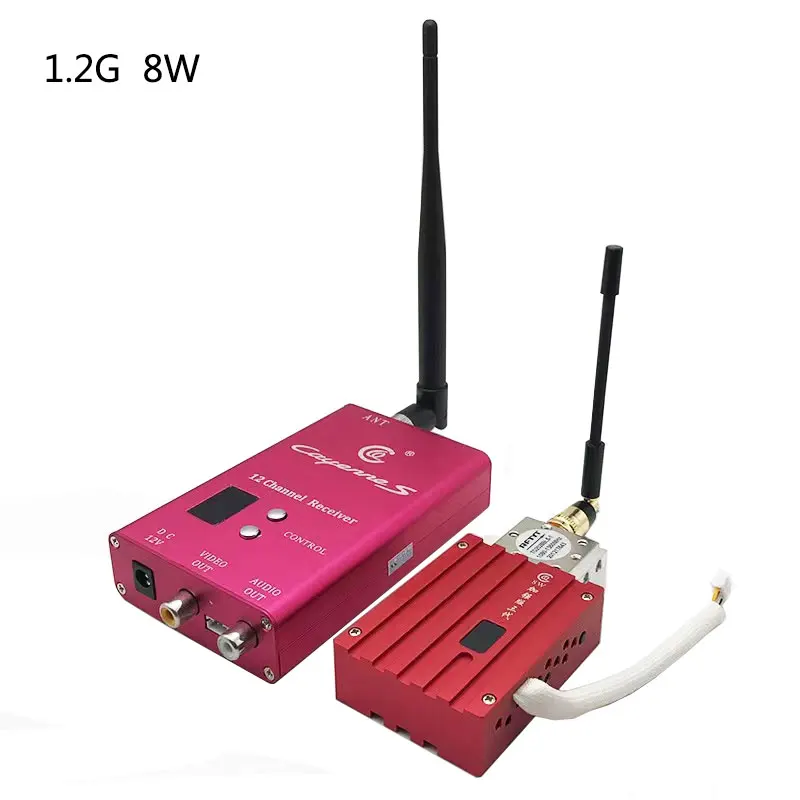 1.2G 8000W High Power Wireless Analog Transmitter 12CH Receiver Audio Video Transmission System for RC Models Enhancement Booste