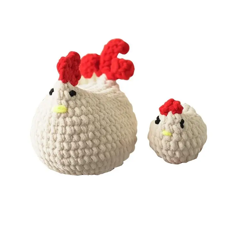 

AF89-2Pcs Crochet Kit DIY Chicken Crochet Kit With Knitting Yarn Needles Plush Easy