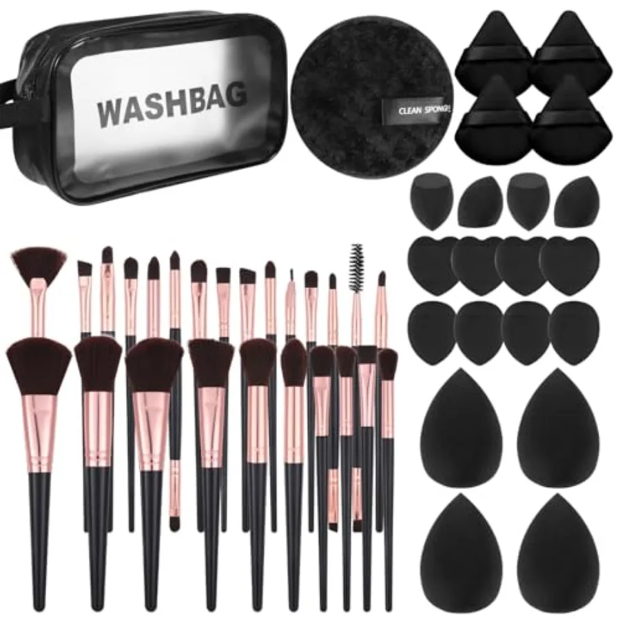 47本メイクブラシセット 多機能コスメツール プロ仕様メイクブラシ コスメバッグ付き 女性・女の子向け