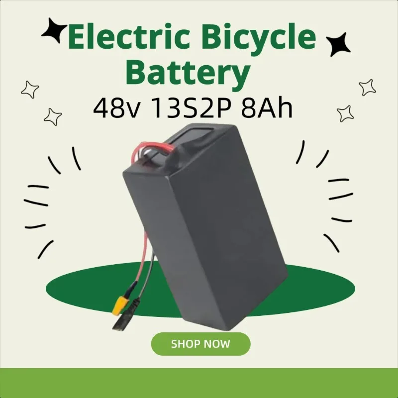 

Electric Bicycle Battery 48v 13S2P 8Ah 18650 Lithium-ion Battery Pack 13 Series 2 Parallel + Charging