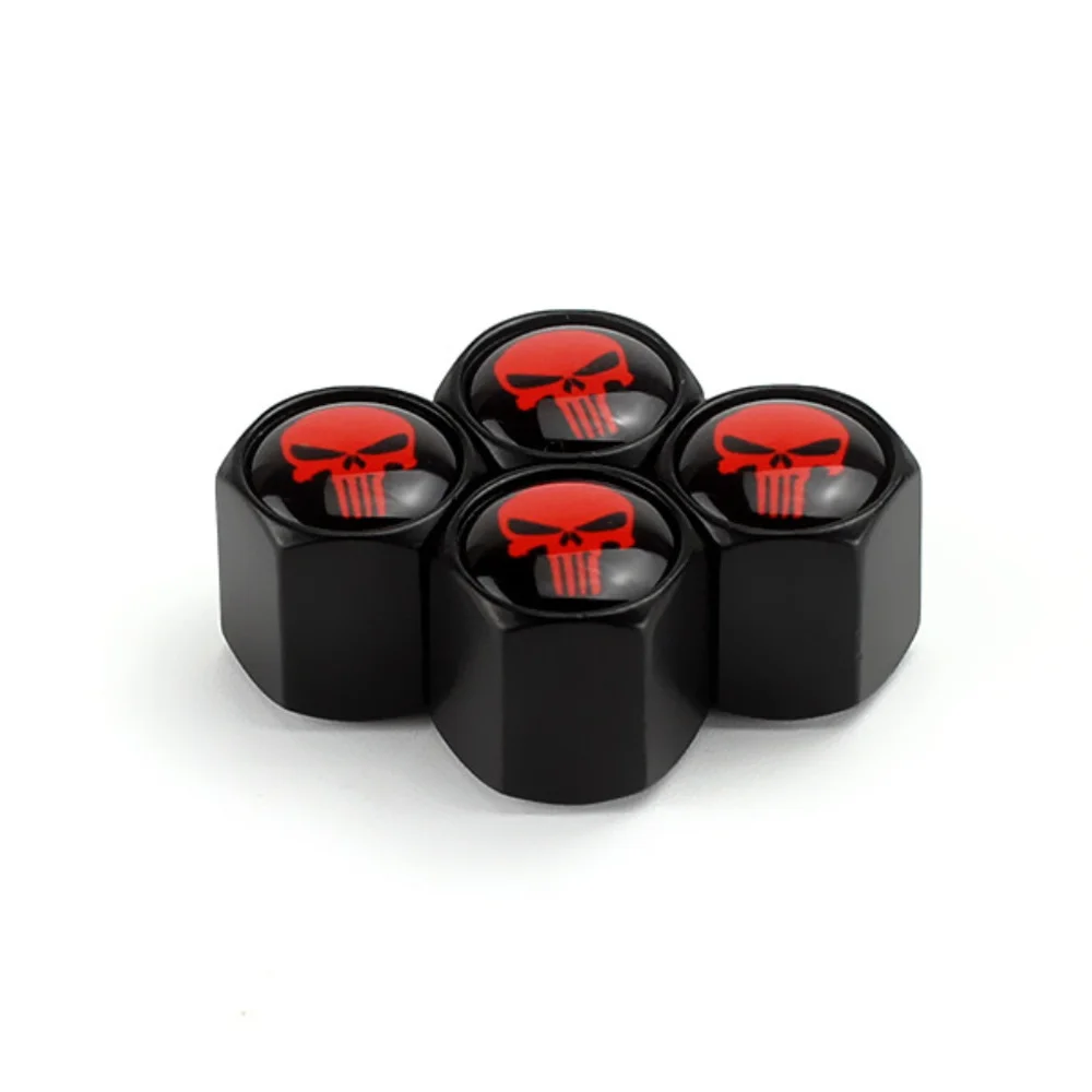 

4x Red Skull Logo Wheel Tire Caps Air Valve Stem Cover ATV UTV Truck Accessories for Car