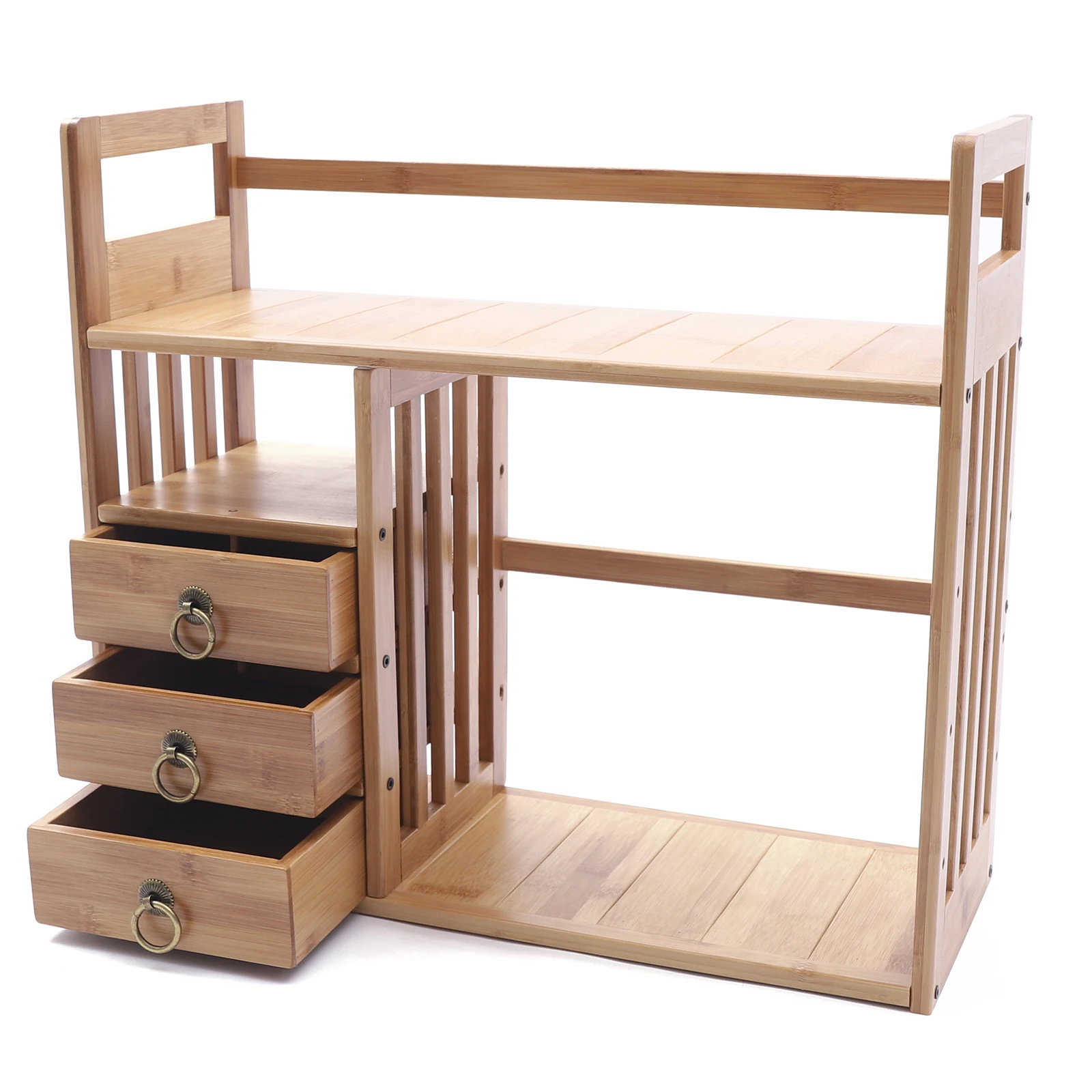 

Wood Storage Rack Desktop Bookshelf Desk Organizer Tabletop Display Shelf