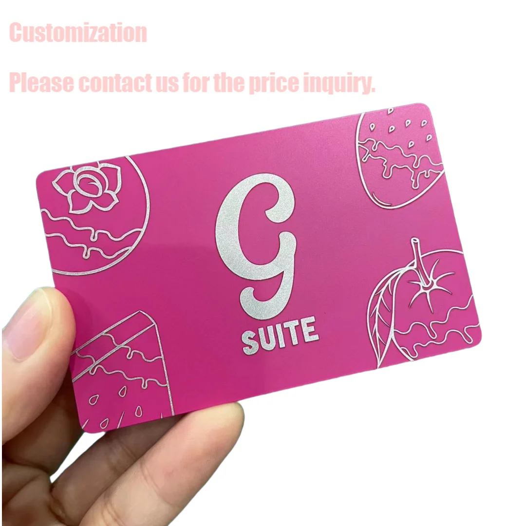 

Customized inquiry Luxury Customized Metal Gift Card Stainless Steel Laser logo Pantone Color Purple Metal Business Card