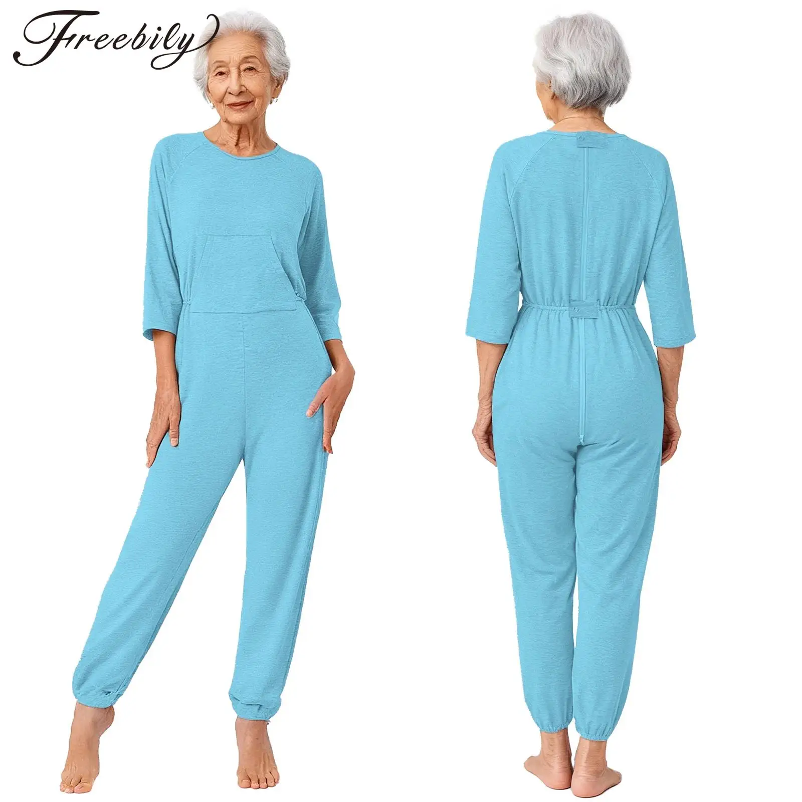 Women Alzheimer Special Needs Adaptive Clothing Dementia Disabilities Elderly Anti-Strip Zippers Jumpsuit Sleepwear Homewear