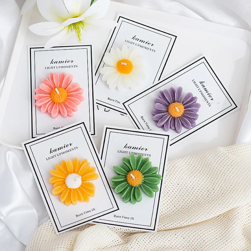5PCS Daisy Candles Flower Scented Candle Handmade Aromatherapy Floating Candle Birthday Party Festival Gift Wedding Home Decor