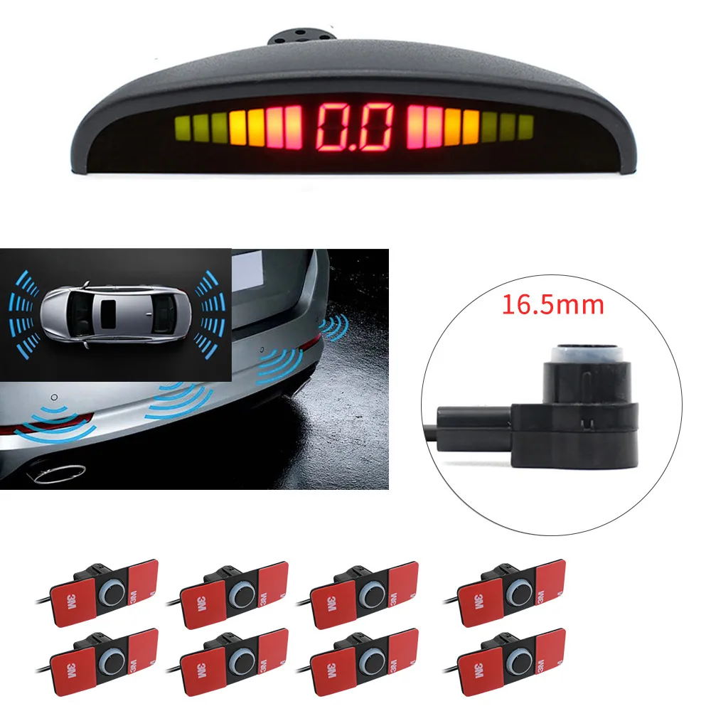 Front and rear 8 probes Original car wing probe Digital crescent display Reversing radar detection No blind spot Front