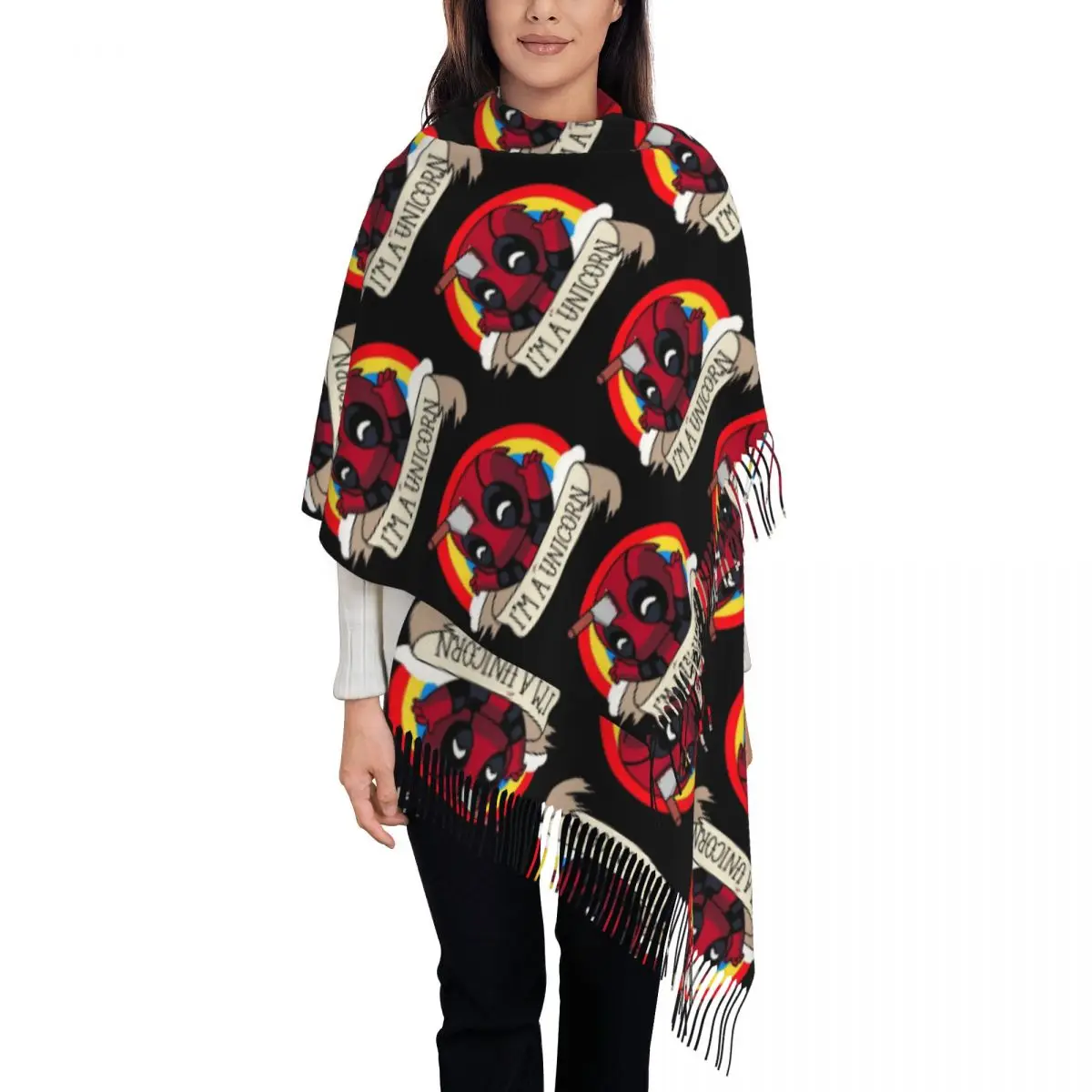 

Шарф с принтом Дэдпула «Я единорог» для мужчин и женщин, зима-осень, теплые шарфы, шали, накидки