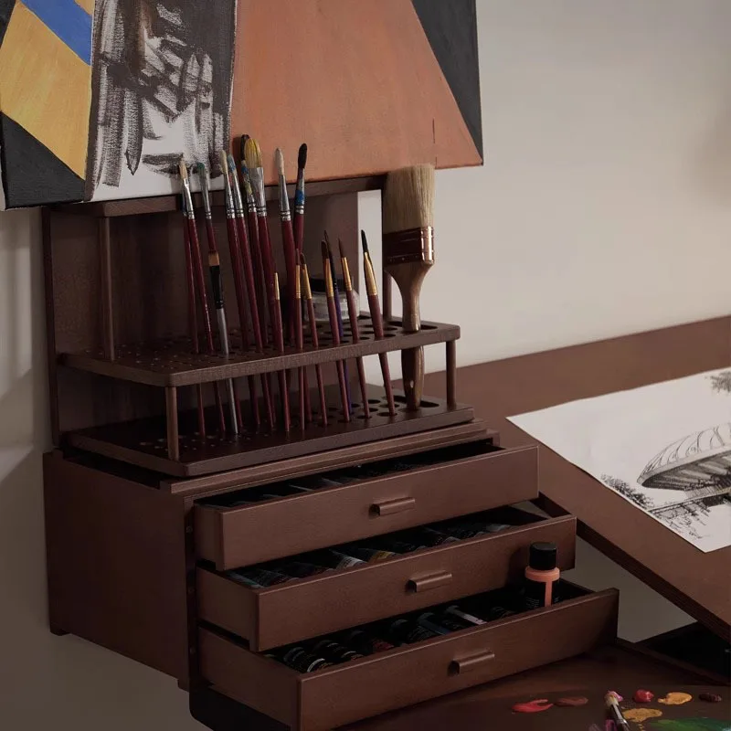Walnut Wood Desktop Pen Holder Easel Drawing Board for Artists And Art Students Special Art Supplies School Desk Organizer