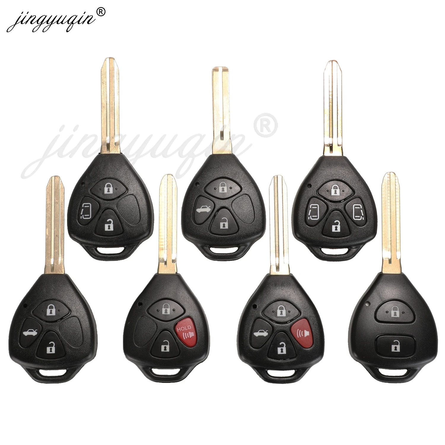 jingyuqin 50pcs/lot 4 Button Remote Key Shell Fob For TOYOTA Corolla Avalon Camry Matrix RAV4 Venza Yaris Case Uncut Blade