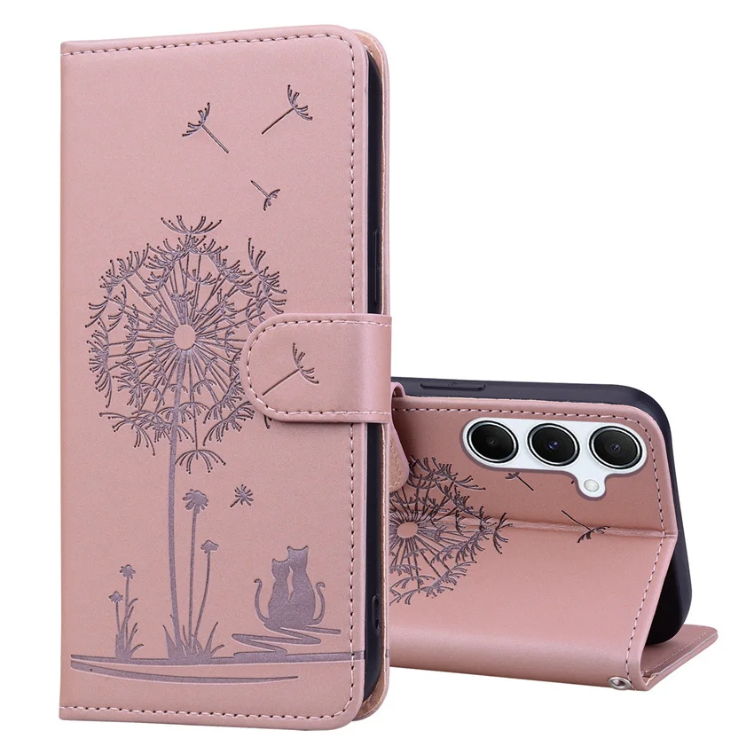 Capa de couro Dandelion Flip para Samsung Galaxy, A50, A70, A51, A71, A21S, A31, A12, A22, A32, A52, A13, A23, A33, A53, A73, A14, a34, A54, A24, 5G