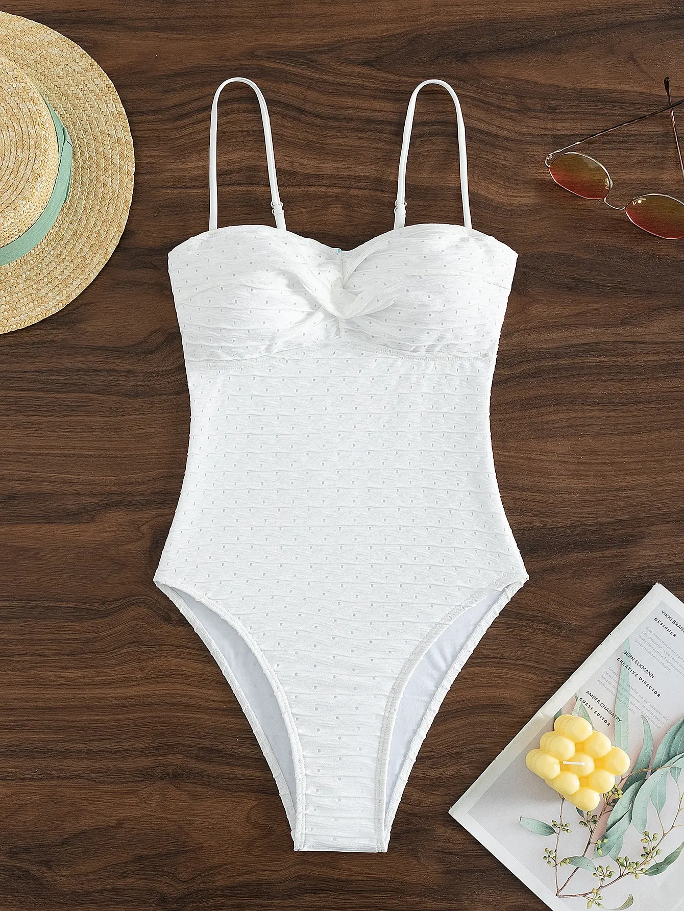 2024 Twist Front Swimsuit One Piece White Swimwear Women Sexy Bathers Bathing Swimming Swim Suit Female Beachwear