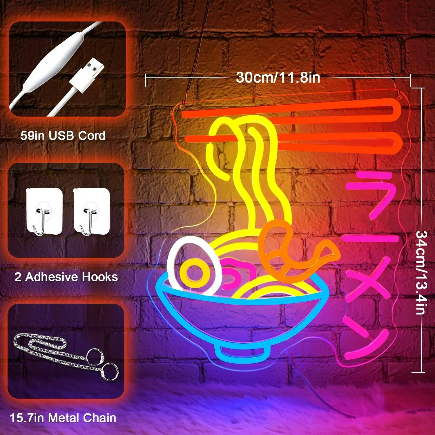 Ramen Neon Sign Japanese Noodle Bowl LED Neon Light with ラーメン Neon Signs for Ramen Shop Restaurant Anime Room Kitchen Decor - view 5