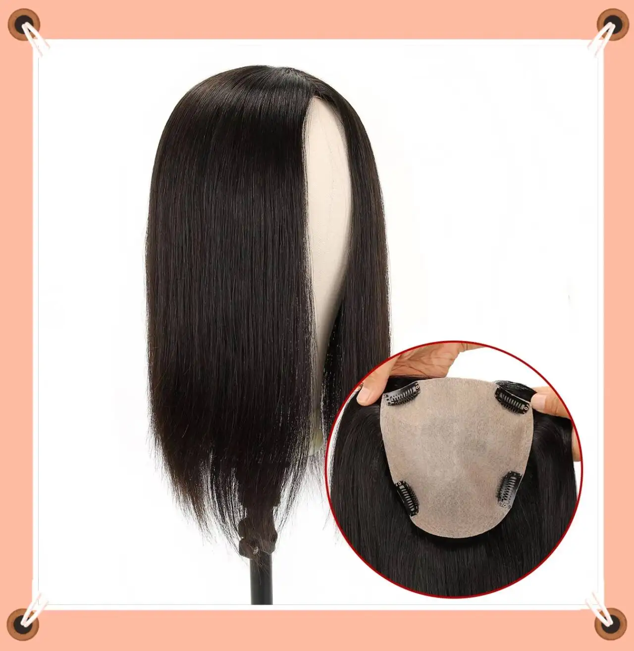 TUW03 Injection Silk Hair Topper Hair Toppers for Women Hair Piece 100% Remy  Human Hair Women Hair Topper Natural Human Hair