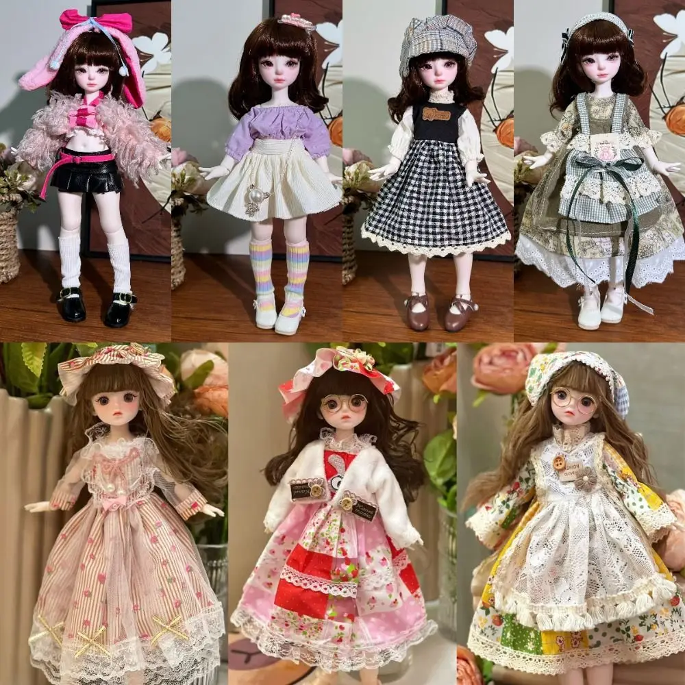 Sweet 1/6 30cm Doll 1/6 BJD Skirt DIY Handmade Doll'S Lolita Dress Kids Gift Replace Doll Dress Up Cotton Doll