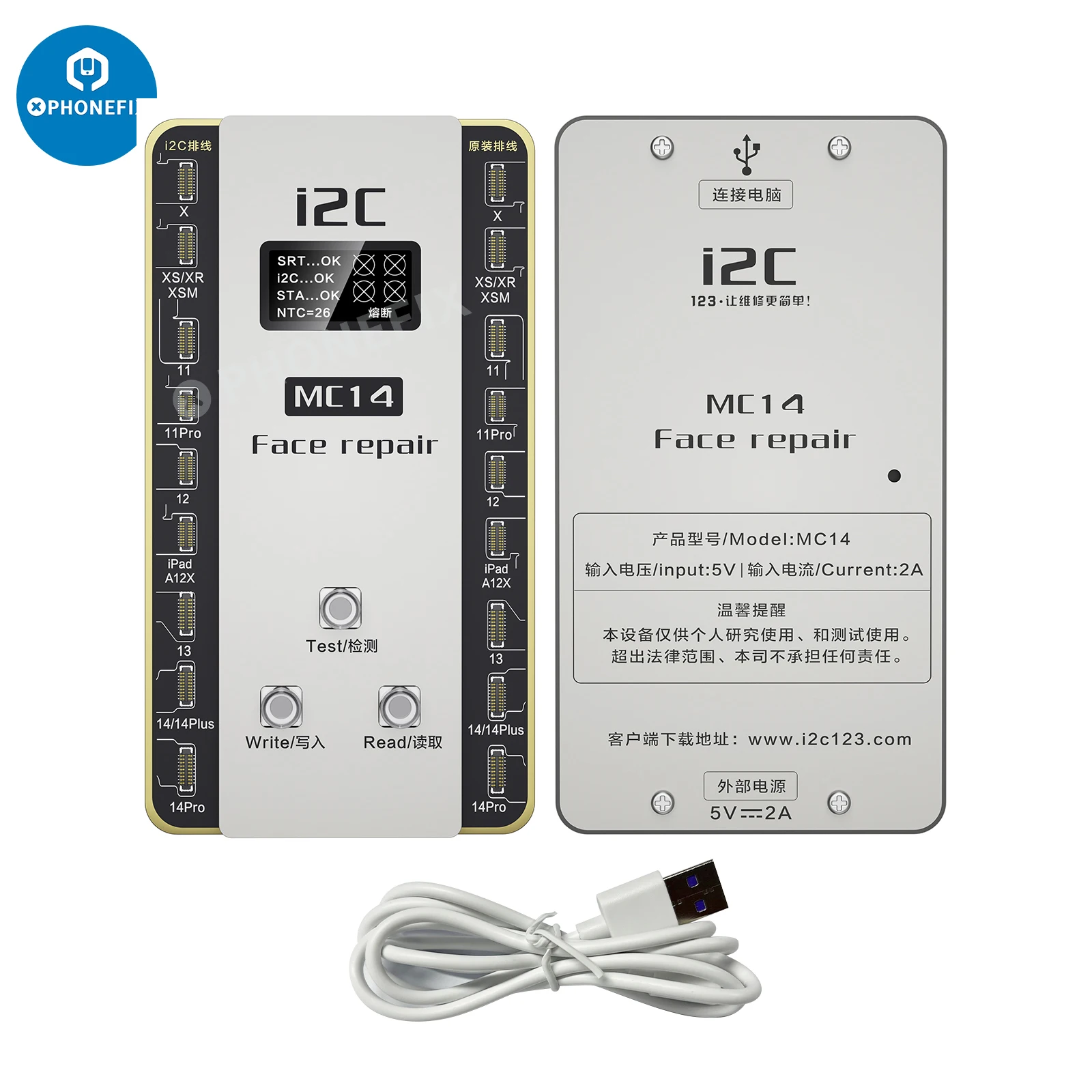 i2C MC14 Intelligent Dot Matrix Face ID Repair programmer No disassembly Tag Face id Flex Cable for iPhone X to 14 iPad Pro 3 4