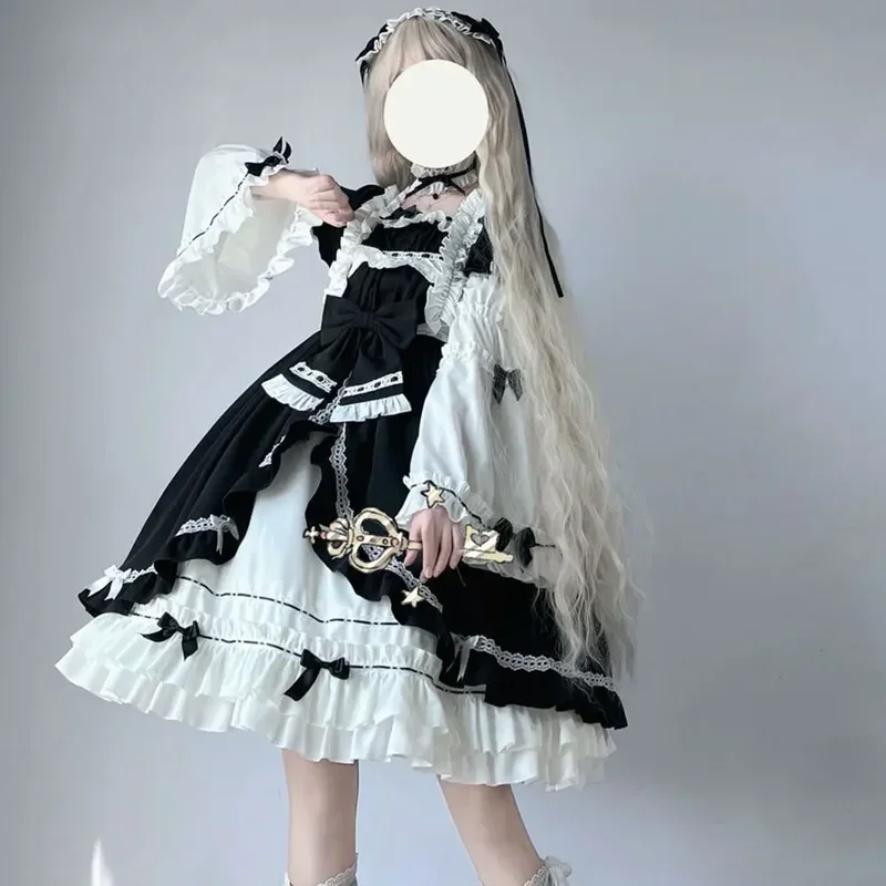 MN1 プラスサイズ 4XL 140 キロ秋ロリータドレス女性のための取り外し可能なスリーブヴィンテージ甘い蝶パーティーイブニングホリデー Vestid9 * Jy