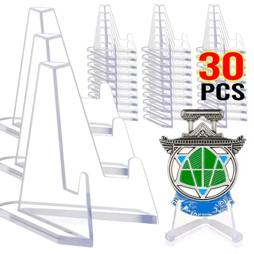 30/1Pcs Clear Idol Photo Card Display Stand Holders Transparent Small Easel Rack Commemorative Coin Capsule Support Organizer