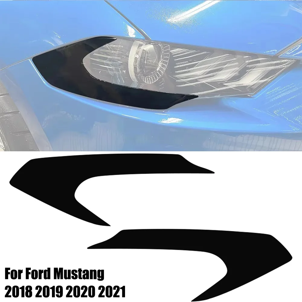 Car Headlight Side Marker Decal Headlight Overlay Vinyl Stickers Cover for Ford Mustang 2018 2019 2020 2021 Exterior Accessories